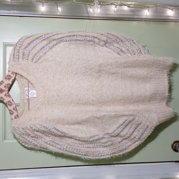 Women's Freeway butterfly poncho sweater cream gold Medium - Picture 1 of 8